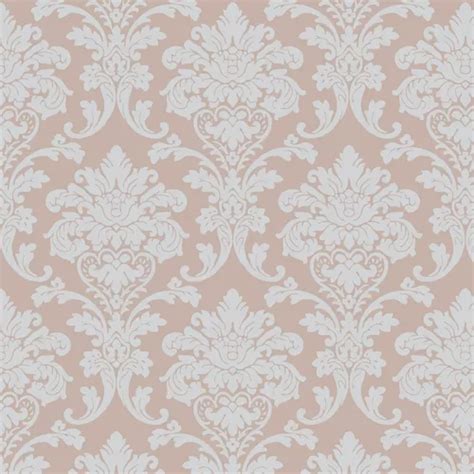 Papel De Parede Autocolante Arabesco Nude Salmão Damask 10mt