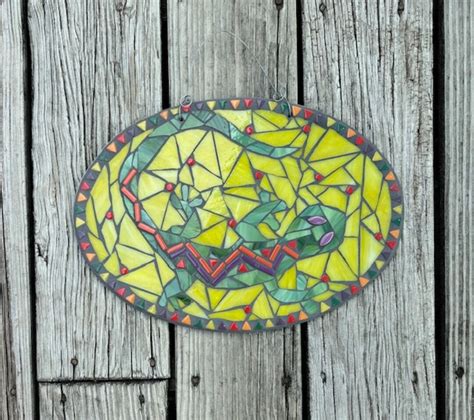 Outdoor Art Lizard Stained Glass Mosaic Wall Hanging Yard Art Front Porch Back Deck Original