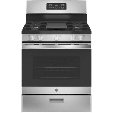 Shop GE 5-Burner Freestanding 5-cu ft Gas Range (Stainless Steel) (Common: 30-in; Actual: 30-in ...