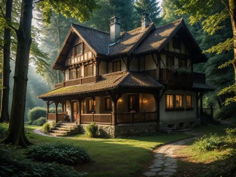 premium  ai images romantic forest house  middle europe