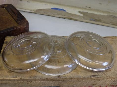 3 Vintage Slightly Imperfect Clear Glass Jar Lids For Ball Ideal Or Wire Bail Jars Standard Or