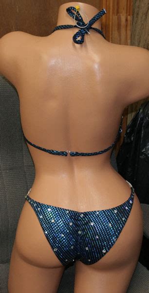 Style Teal Blue Bikini Competition Suit Rhinestone Connectors