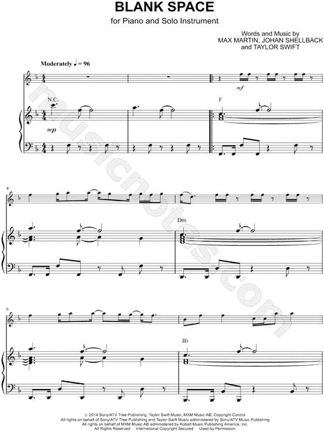 Taylor Swift Blank Space Piano Accompaniment Sheet Music In F Major