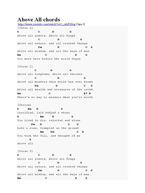 Above All Chords Download Free Pdf Song Structure Musical Forms