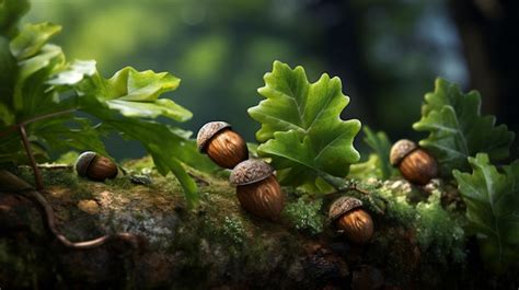 Premium AI Image | oak tree acorns