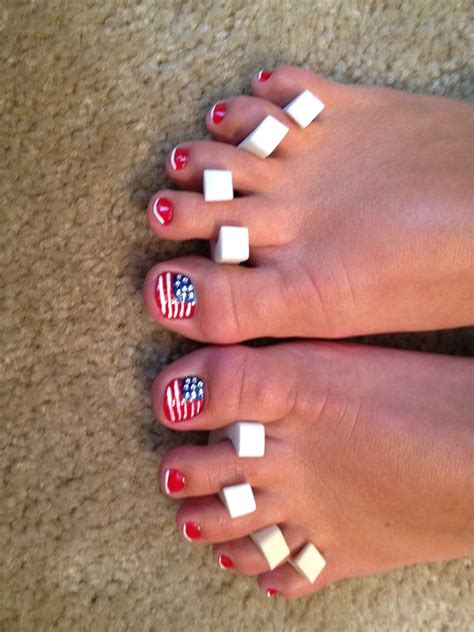 American Flag Pedicure For The 4th Of July Painted Toe Nails