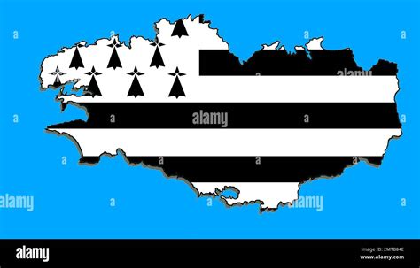 Regional Flag Incorporated In The Map Of Brittany Stock Photo Alamy