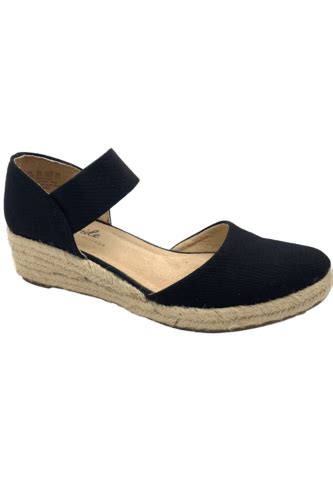 Lifestride Kaylee Espadrille Wedge Sandal Black Ebay