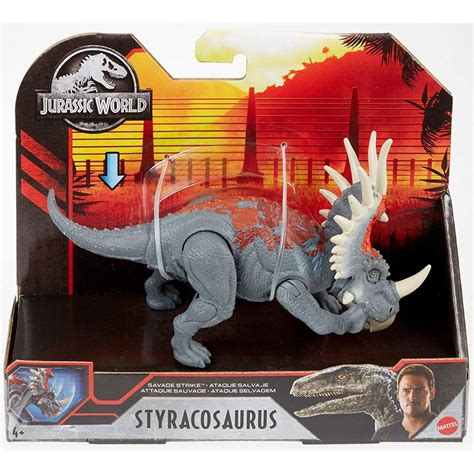 Mattel Jurassic World Βασική Φιγούρα Δεινόσαυρου Με Σπαστά Μέλη Savage Strike Styracosaurus