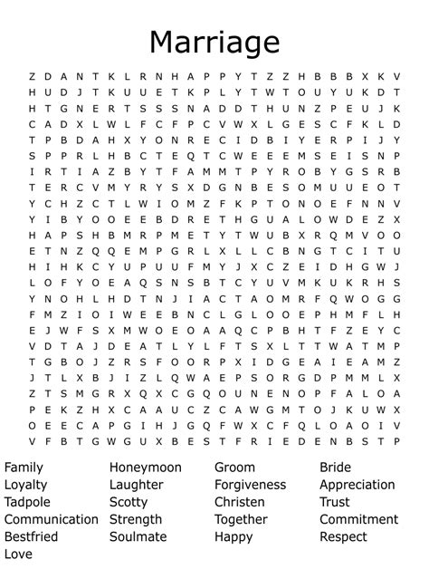 Marriage Word Search Wordmint