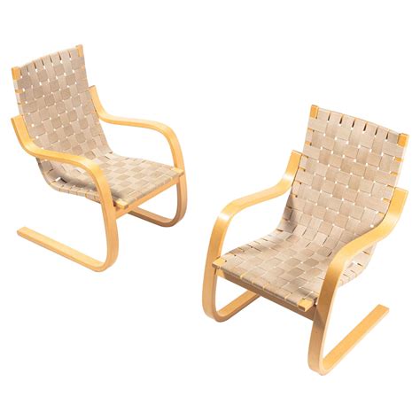 Alvar Aalto Armchair Model 406 Pair Of Cantilever Chairs By Artek