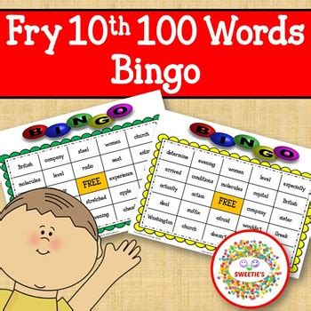 Fry Sight Words Th List Bingo By Sweetie S Tpt