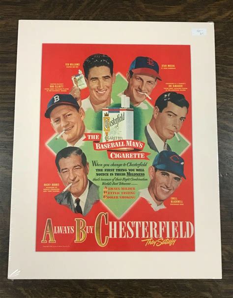 Chesterfield Cigarette Ad With Ted Williams Dimaggio Musial