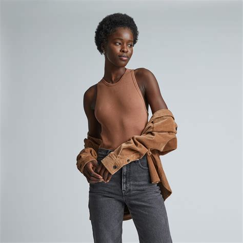 The Supima Micro Rib Racerback Tank Carob Brown Everlane