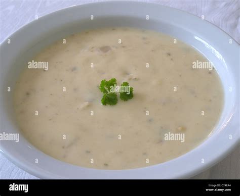 A Bowl Or Dish Of Smoked Haddock Chowder Soup Stock Photo Alamy