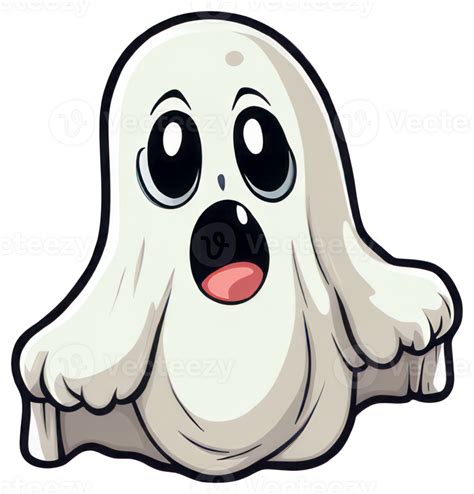 Cute Halloween Ghost Sticker Design Png