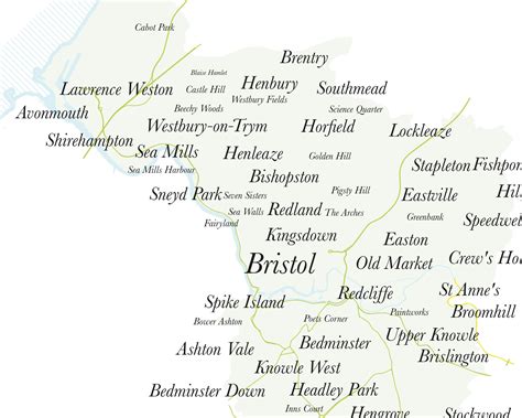 Bristol County Map // Framed Map of Bristol // Minimal Typographic ...