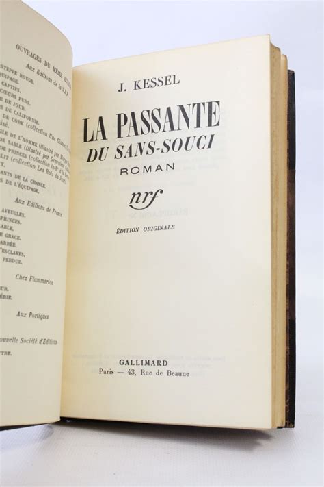 Kessel La Passante Du Sans Souci First Edition Edition