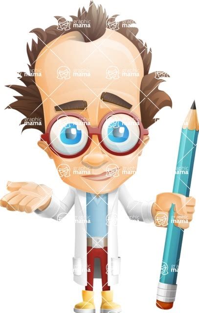 Professor Chemist Cartoon Scientist Vector Character Aka Professor Nuts Chmitz Pencil