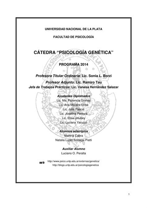 PDF CÁTEDRA PSICOLOGÍA GENÉTICA PDF fileDe las formulaciones de