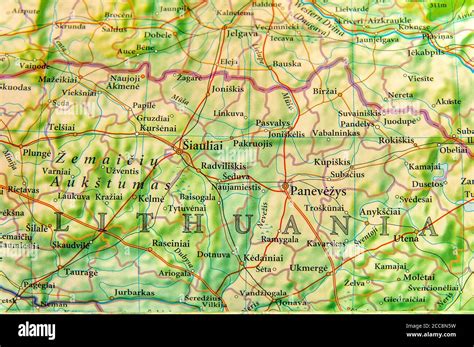 Mapa Geogr Fico Del Pa S Europeo Lituania Con Ciudades Importantes