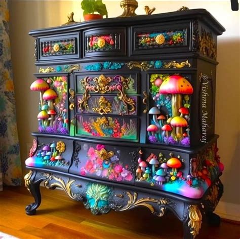 Friends Who Like Hippies Colorful Shroom Dresser Whimsical