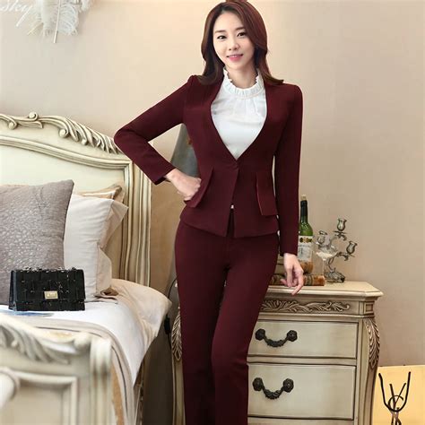 Lenshin Special Offer Two Piece Formal Pant Suit Office Lady Uniform Designs Women Business