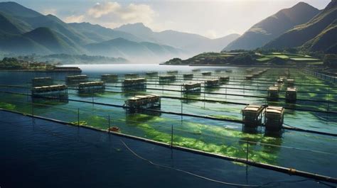 Premium AI Image A Photo Of A Sustainable Aquaculture Operation