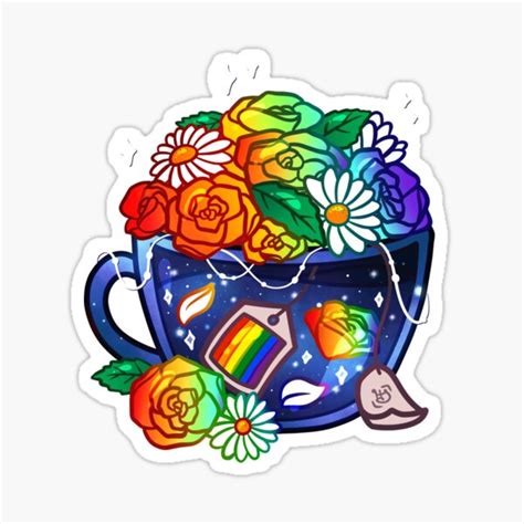 Pride Flag Teacup Rainbow Lgbt Sticker For Sale By Heysoleilart