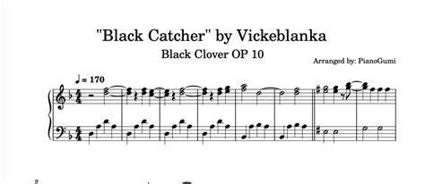 Black Clover Op 10 Black Catcher Piano Sheet Music