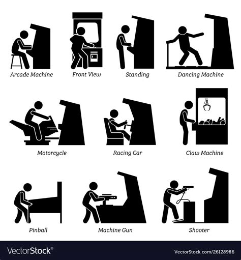 Arcade center games machines pictograph depicts Vector Image