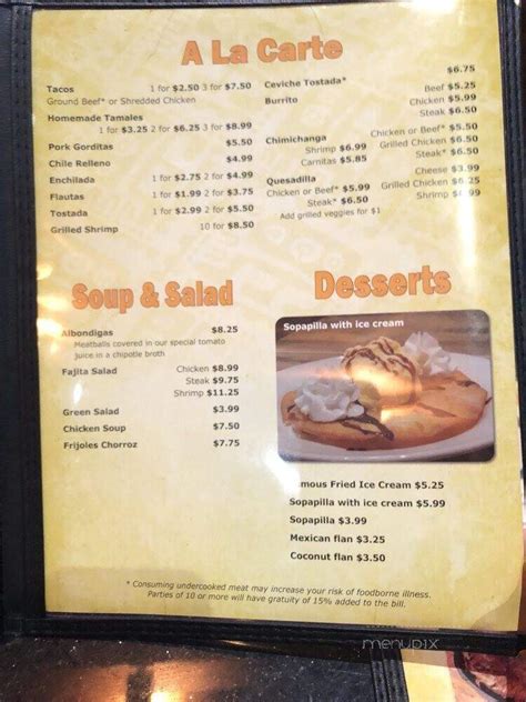 Menu Of Mangos Mexican Restaurant In Hendersonville Tn 37075