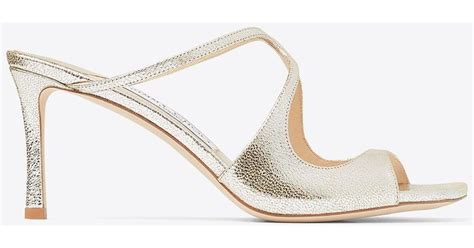 Jimmy Choo Anise Glitter Leather Mules In White Lyst