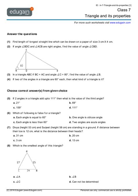 Grade 7 Triangle And Its Properties