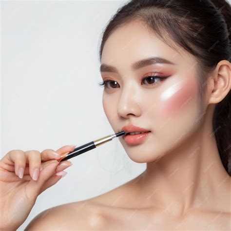 Premium Photo Beautiful Asian Woman Makeup Trial For Flawless Look