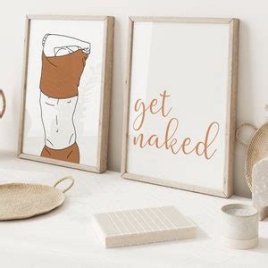 Get Naked Man Poster Set Gift Art For Him Bathroom Wall Etsy