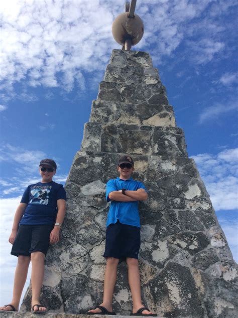 Ronan And Ryan At The Christopher Columbus Monument Long Island Bahamas