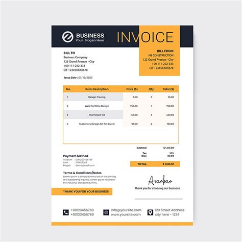 Yellow Minimal Invoice Design Freepng