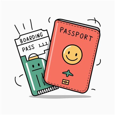 Ilustración vectorial al estilo de dibujos animados de pasaporte