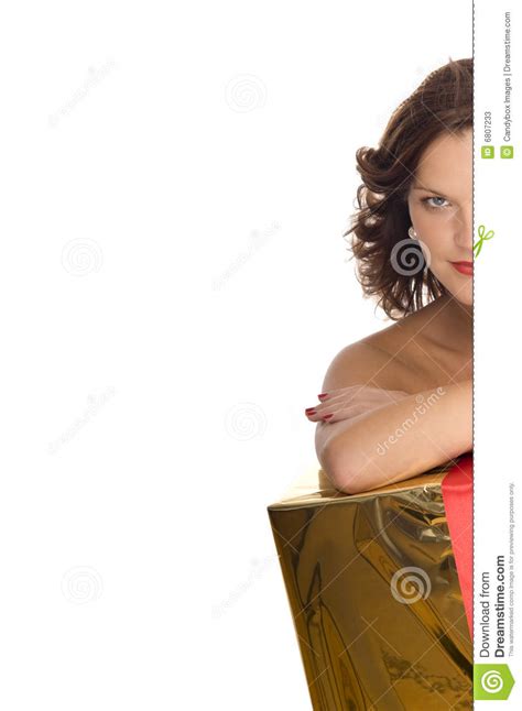 Beautiful Naked Woman Behind A Big Present Stock Image Image Of Ribbon Donation