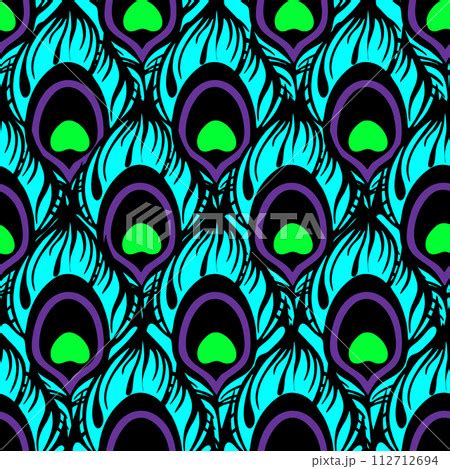 seamless symmetrical pattern of peacock のイラスト素材 112712694 PIXTA