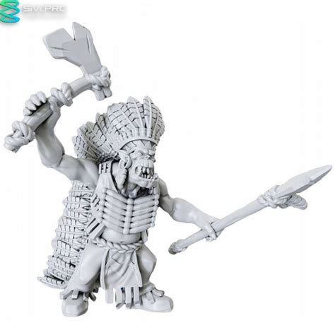 Миниатюра для настольных игр DnD Орк-вождь с копьем и топором Native ...