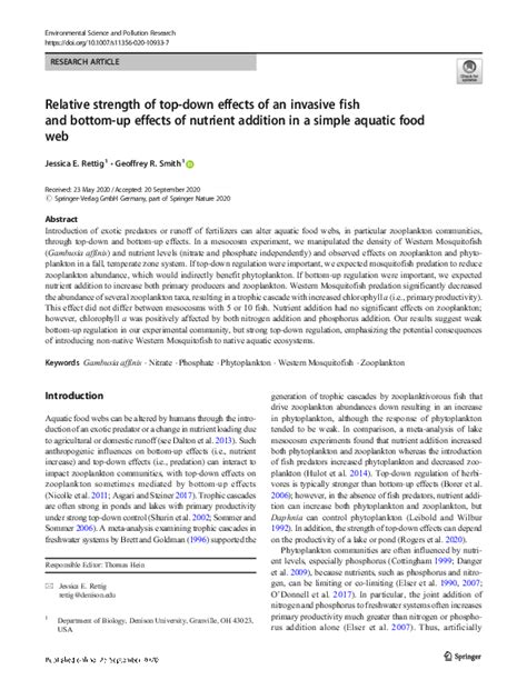 (PDF) Relative strength of top-down effects of an invasive fish and ...