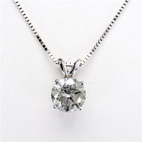 1 59 Ct Round Diamond Pendant 14 Quilates Oro Blanco Collar Con