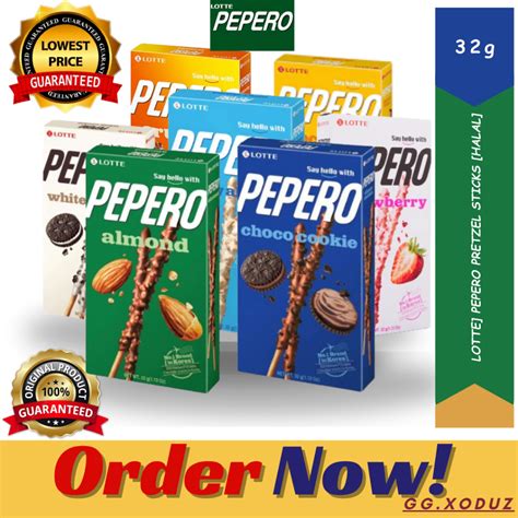 LOTTE PEPERO 32g Almond Snowy White Cookie Strawberry Korean