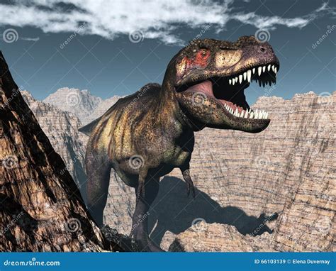 Tyrannosaurus Rex Dinosaur Roaring 3D Render Stock Illustration