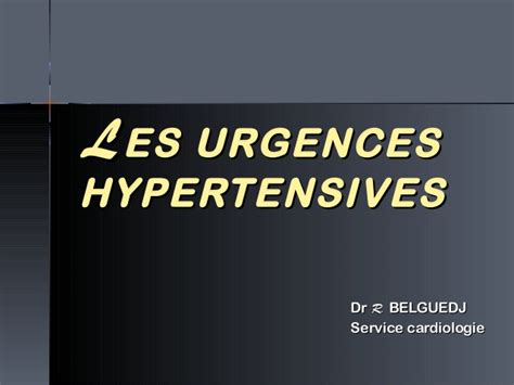 Les Urgences Hypertensives PDF ETUDE AZ