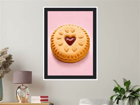 Jammie Dodger Biscuit Wall Art Print Pink Cute Kitchen Decor Wood