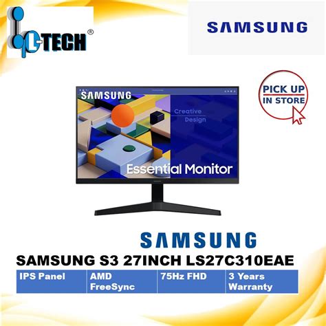 Samsung 27 Ls27c310eaexxs S3 S31c 75hz 5ms Fhd Ips Freesync Essential