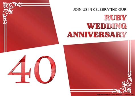 FREE Download Ruby Wedding Anniversary Invitations | Bagvania